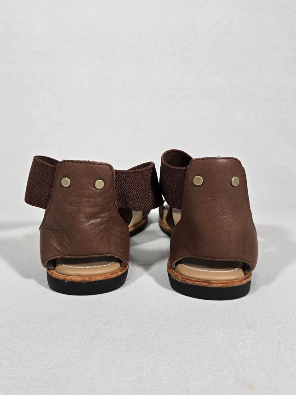 SOREL Ella BOHO Brown Leather & Elastic Gore Straps Gladiator Sandal Women Sz. 8 - Picture 6 of 17